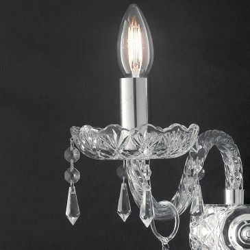 Applique Incanto 2 lumières en verre cristal avec finitions chromées et élégants pendentifs FanEurope