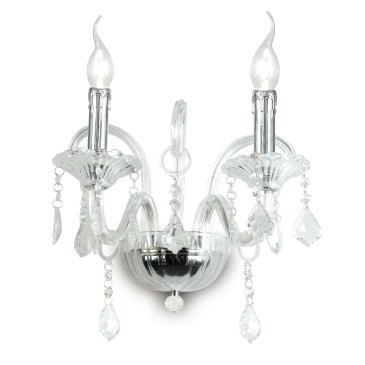 I-246/00800 - Applique 2 Lumières Pendentifs En Verre Chrome K9 Cristal Applique Classique E27