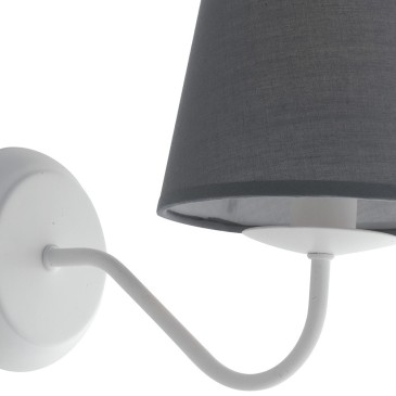 Applique con Paralume in Tessuto Grigio e Struttura in Metallo Bianco Lampada Favola FanEurope