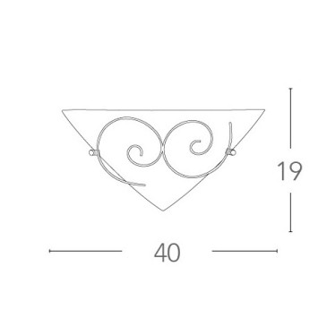 I-070207-8 - Applique Triangolare Riccioli Metallo Anticato Vetro Satinato Lampada da Parete Classica E27