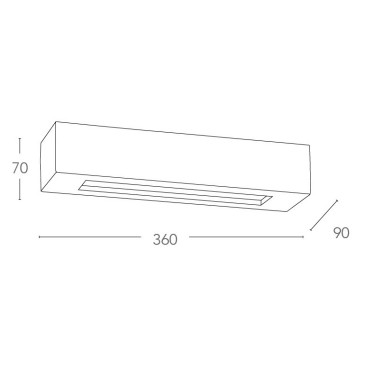 Applique Candida Squared 7x36 cm en plâtre à peindre avec ventilateur double diffusion Europe