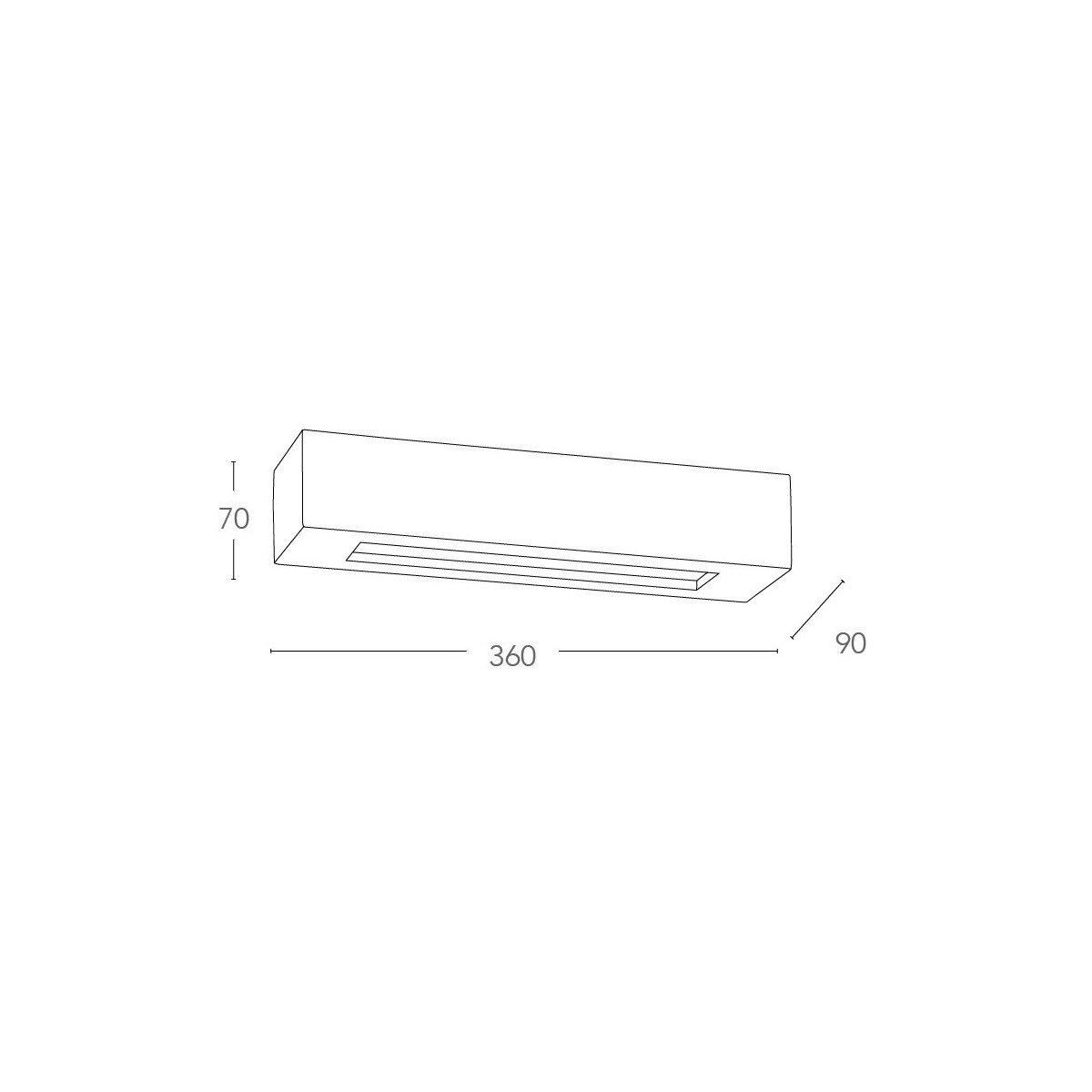 Applique Candida Squared 7x36 cm en plâtre à peindre avec ventilateur double diffusion Europe