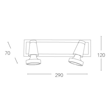 Applique a due luci dalla linea originale cromata 42 watt 2800 kelvin GU10