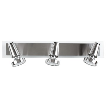 Applique cromata con cornice nickel elegante a tre luci 42 watt 2800 kelvin GU10