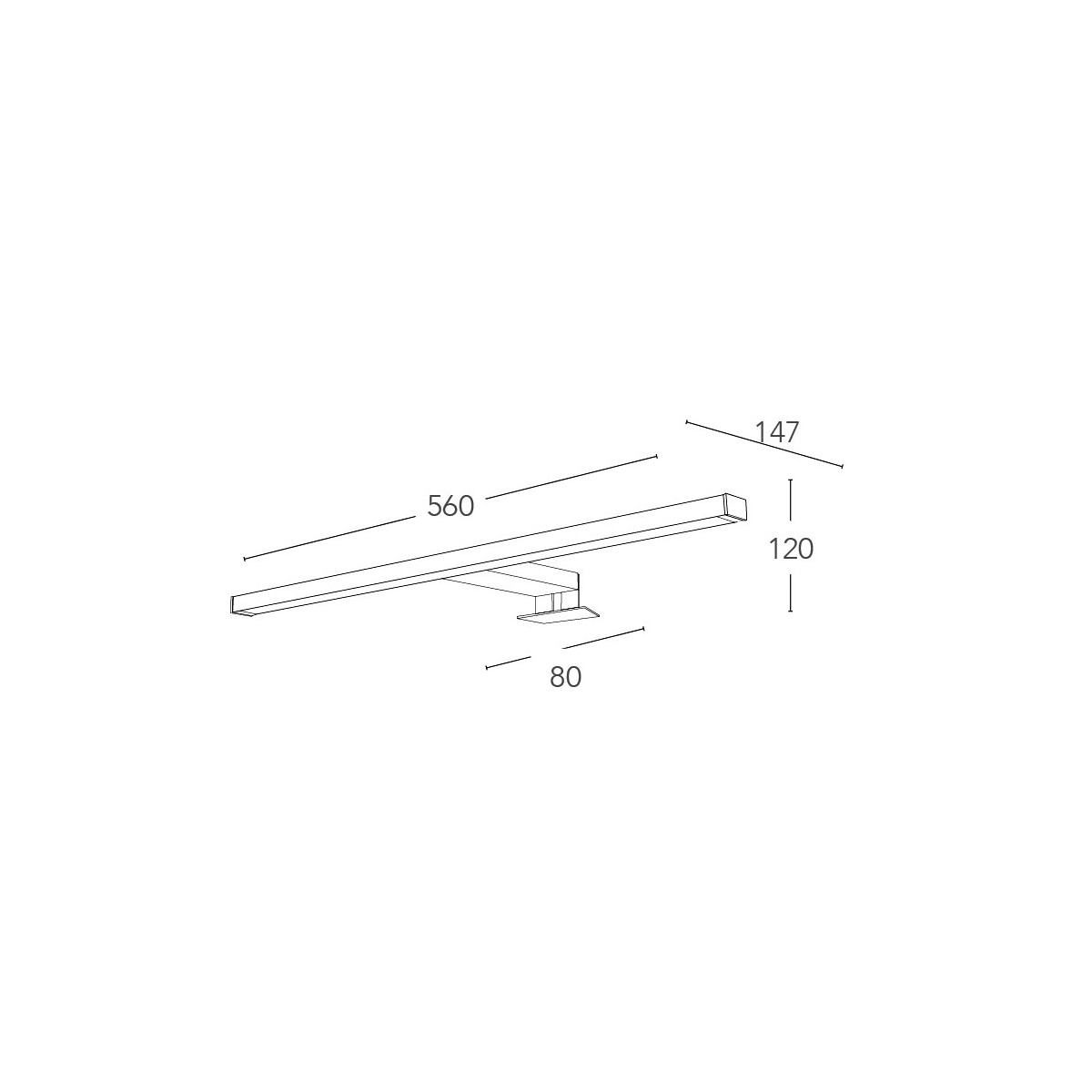 LED-Wandleuchte für Spiegel mit doppeltem Befestigungssystem 4000k 740 Lumen 8W 56 x 12H cm