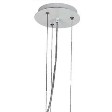 Lampada a sospensione 60W 5XE27 diametro 65cm bianca GRAPE. Moderno punto luce con struttura in metallo a forma di sassi