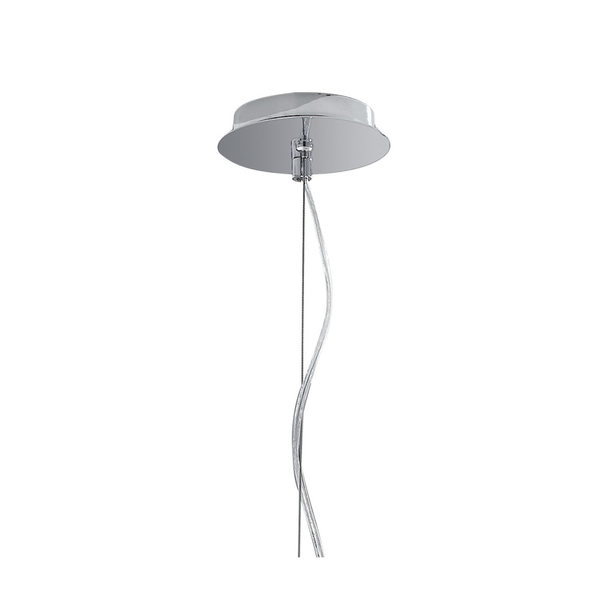 Lampada a sospensione 25W E27 diametro 30cm cromo GILDA. Punto luce moderno dalla forma cilindrica, in vetro e metallo.