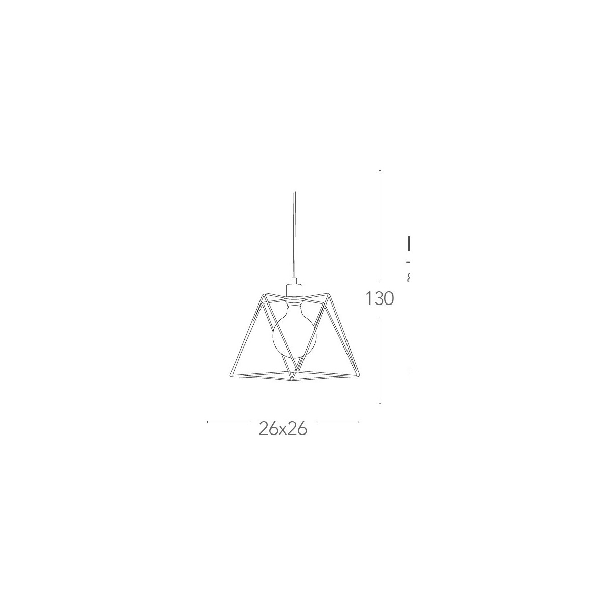 Lustre Santana 130 cm de haut avec abat-jour cage en métal noir et décoration triangle FanEurope