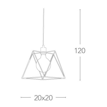 Santana 120 cm haut lustre avec abat-jour cage en métal noir FanEurope Triangle décoration