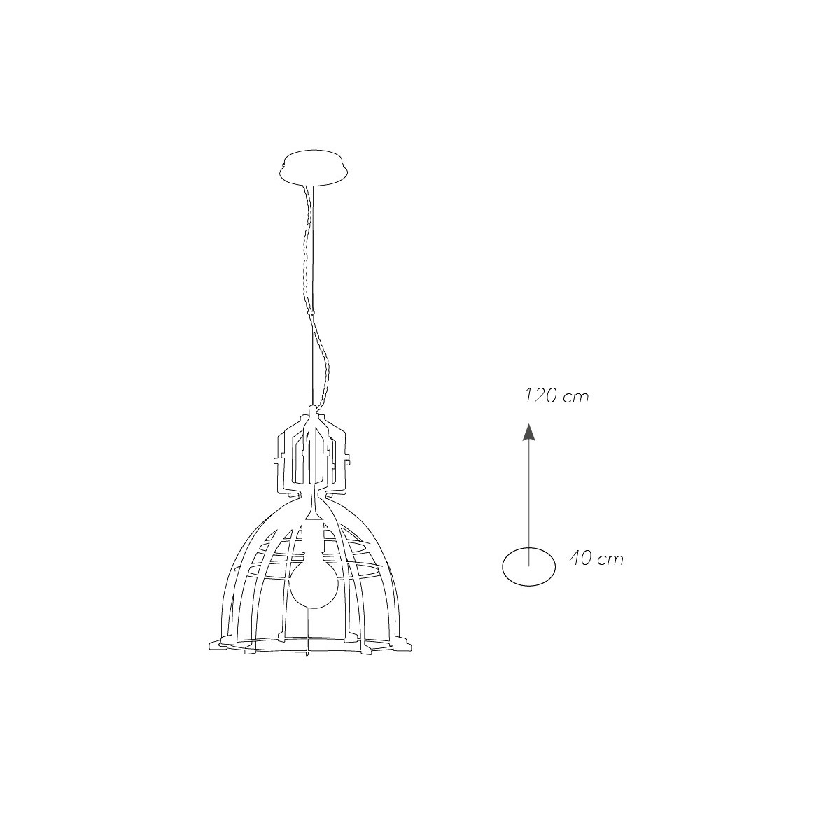 Lampadario Urban in Metallo Oro con Paralume a Gabbia FanEurope