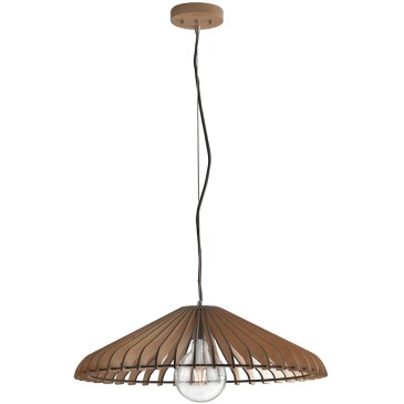 I-CALDER-S30 - Sospensione Rustica in Legno Naturale Lampadario Moderno E27