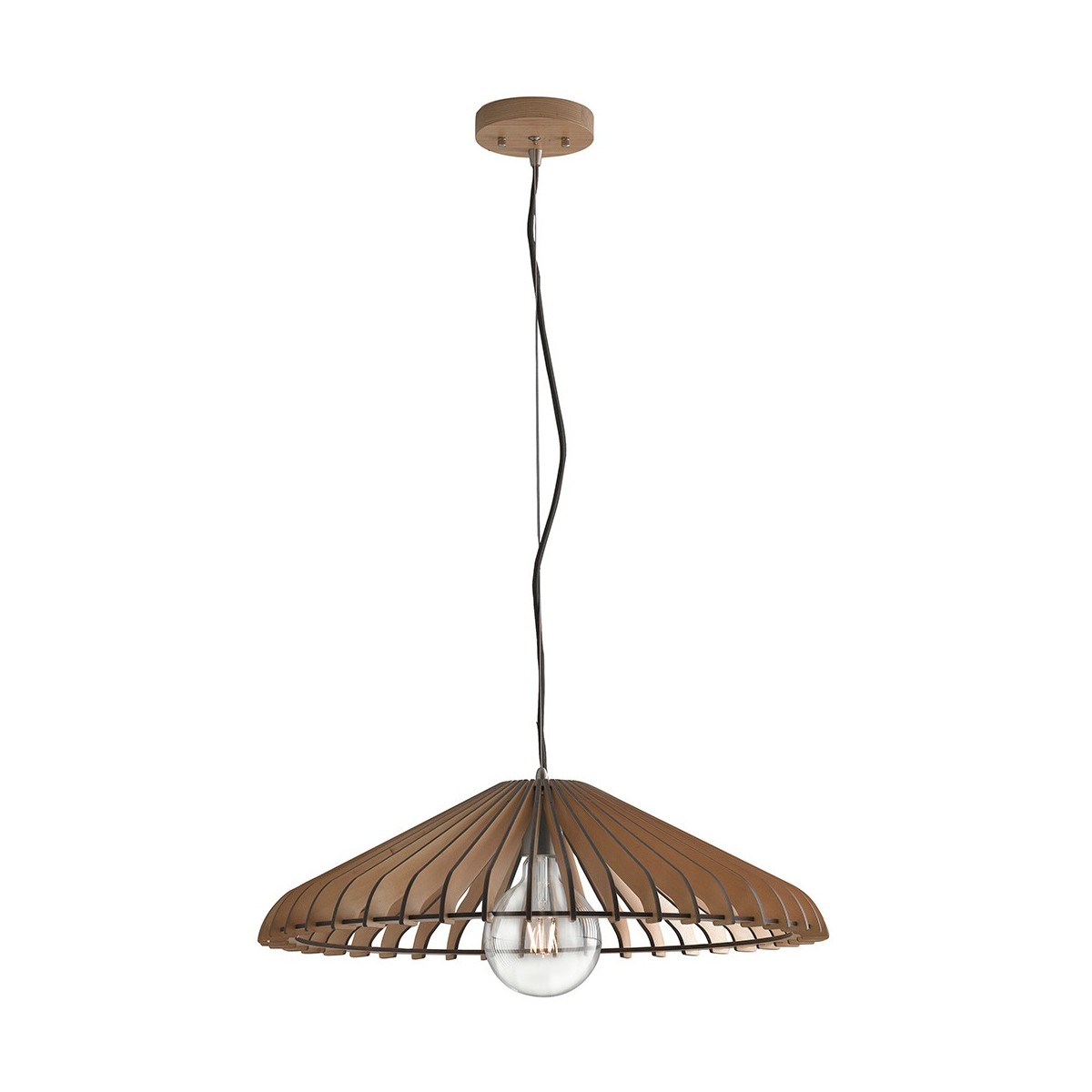 I-CALDER-S30 - Sospensione Rustica in Legno Naturale Lampadario Moderno E27