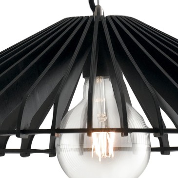 Abat-jour cage en bois noir circulaire Calder Suspension