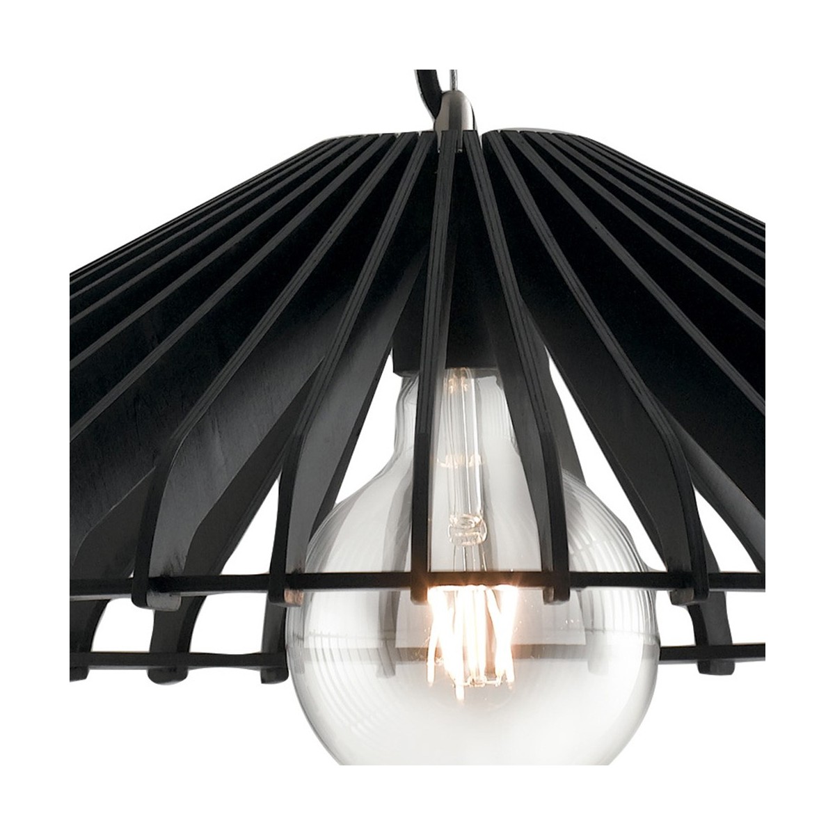 Abat-jour cage en bois noir circulaire Calder Suspension