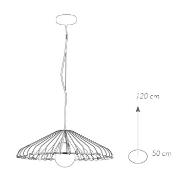 I-CALDER-S50 BLACK - Suspension Abat-jour Bois Noir Lustre Rustique Minimal E27