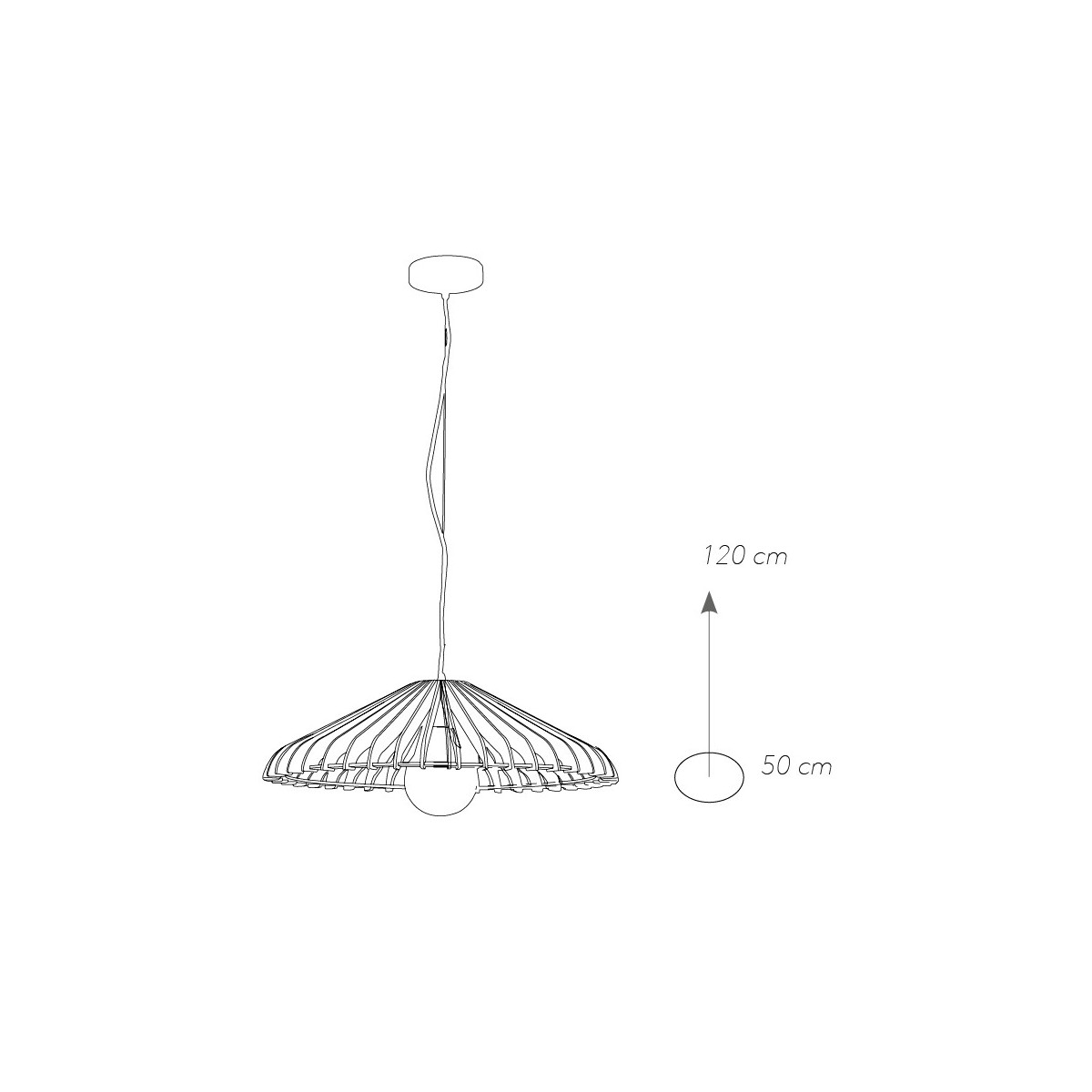 I-CALDER-S50 NERO - Sospensione Legno Nero paralume Minimal Lampadario Rustico E27