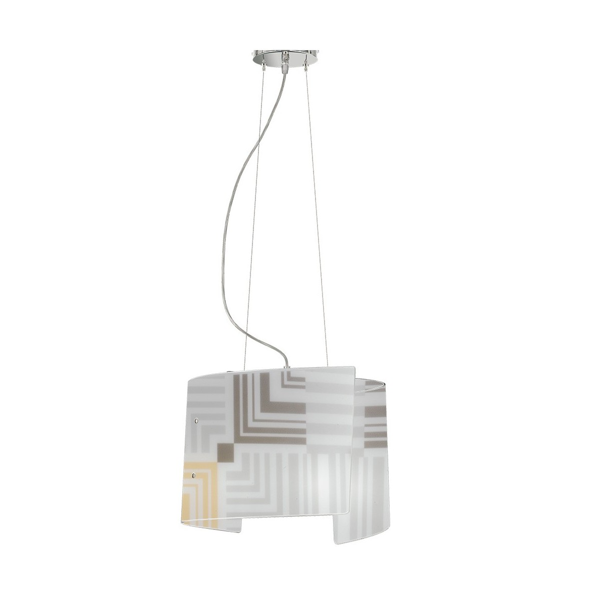 I-SEVENTY/S45 - Sospensione Vetro Bianco Decoro Frecce Lampadario Moderno E27