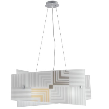 I-SEVENTY/S60 - Lampadaro Sospeso Decoro Frecce Vetro Bianco Interno Moderno E27