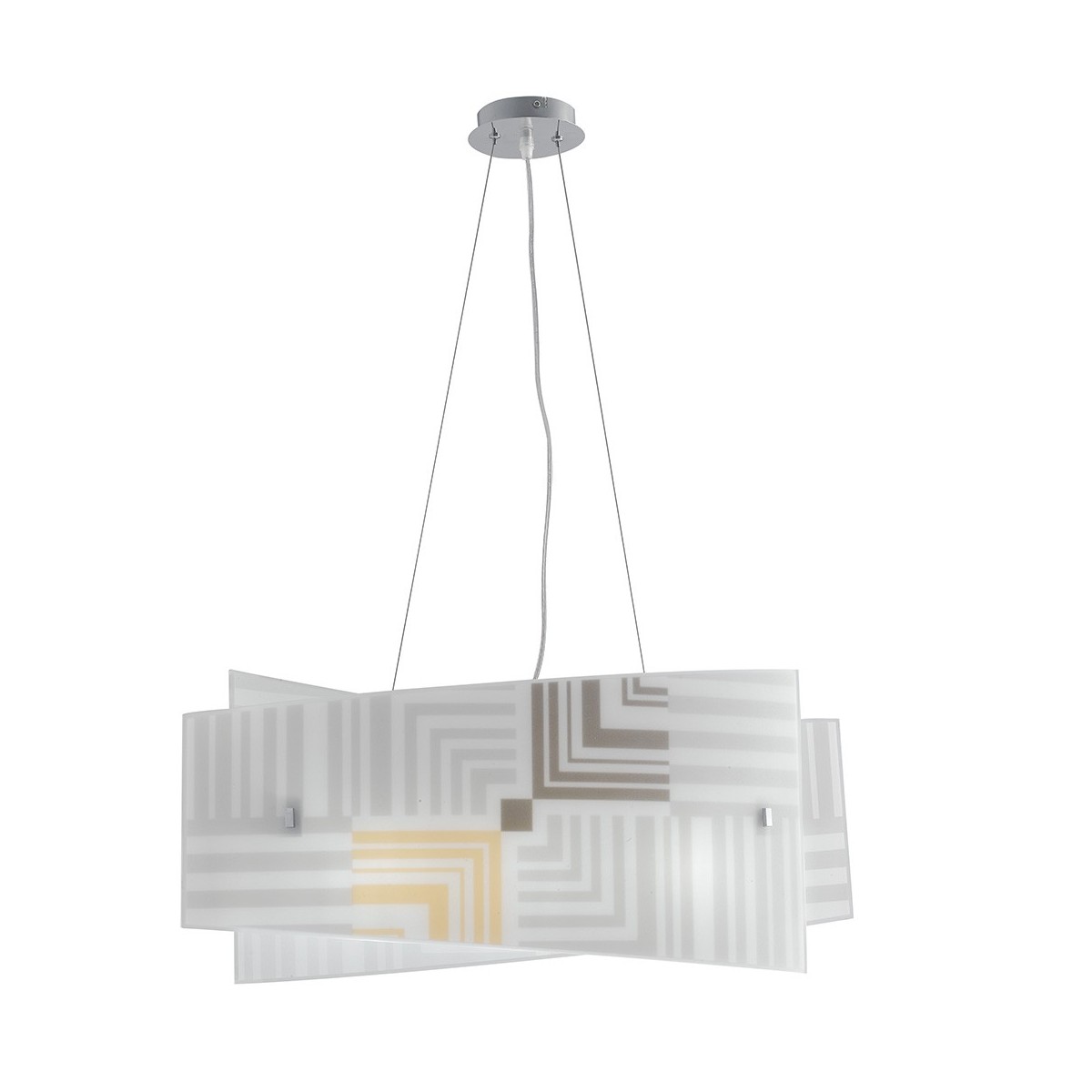 I-SEVENTY/S60 - Lampadaro Sospeso Decoro Frecce Vetro Bianco Interno Moderno E27