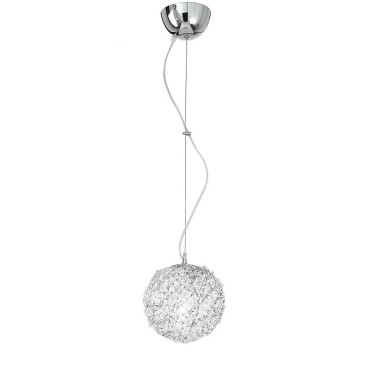 I-ASTRA / S20 - Lustre moderne à suspension sphérique avec fils en aluminium et cristaux torsadés E27