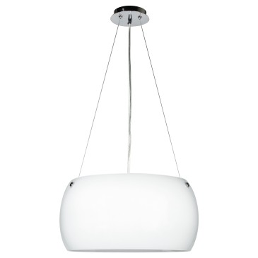 I-EQUATORE/S40BCO - Lampadario Sospeso Circolare Moderno Vetro Bianco Interno E27