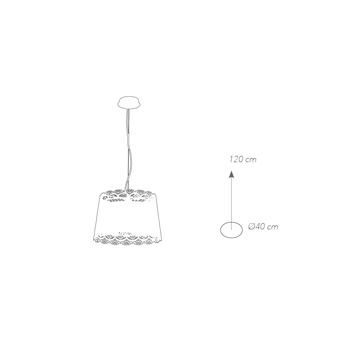 I-CLUNY-S40 - Abat-jour Lustre Suspendu Perforé Blanc Mat Dentelle Moderne E14