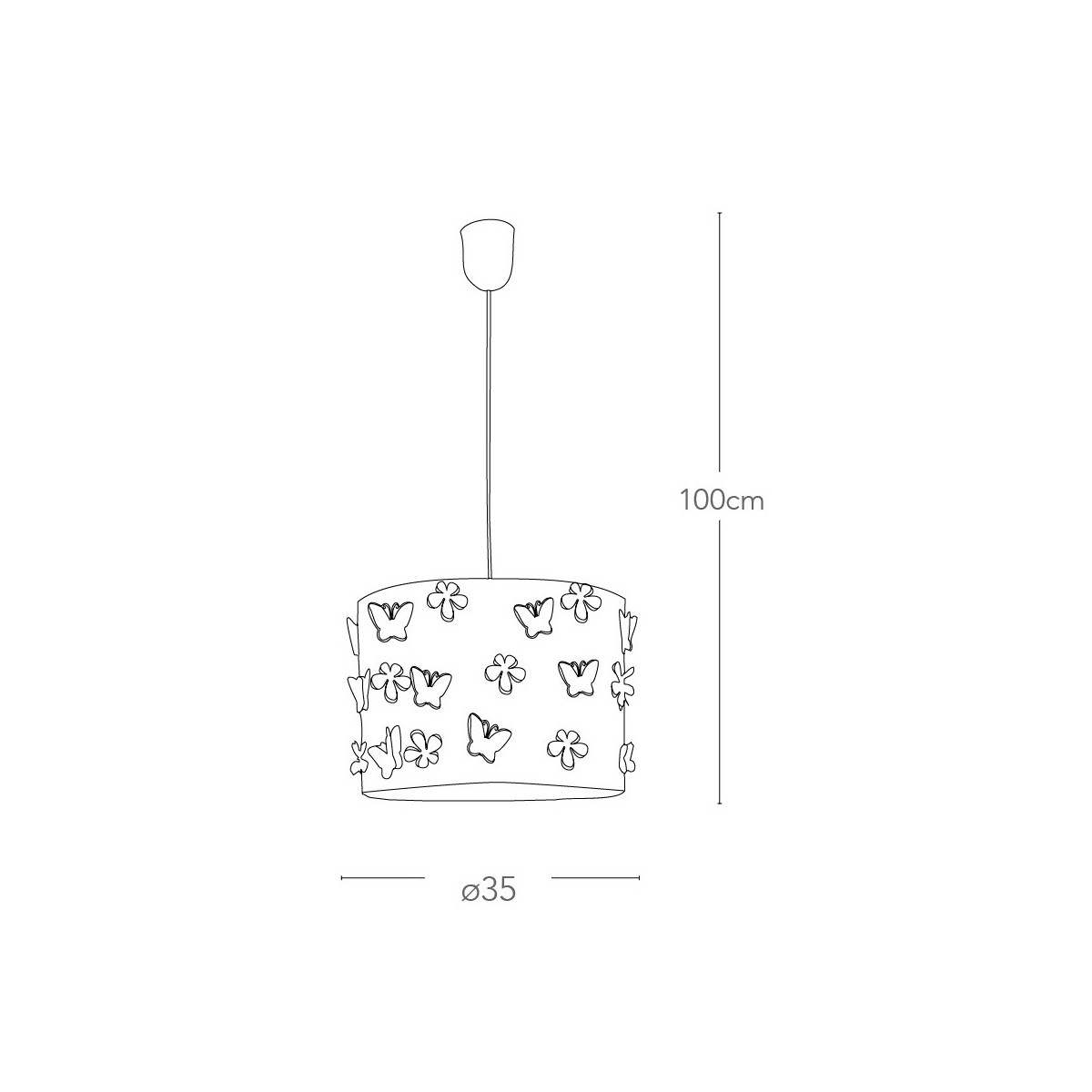 I-BUTTERFLY/S35 - Lampadario Sospensione Circolare Acciao Intaglio Fiori Farfalle Moderno E27