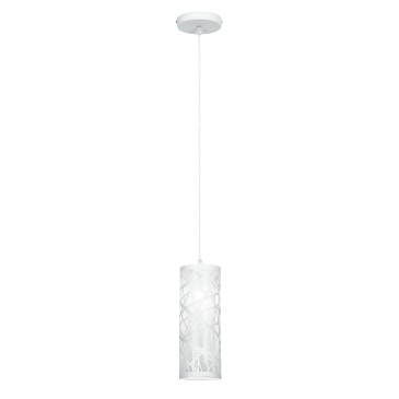 I-BATIK / S10 - Suspension cylindrique en acier blanc décoration abstraite sculptée intérieur moderne E27