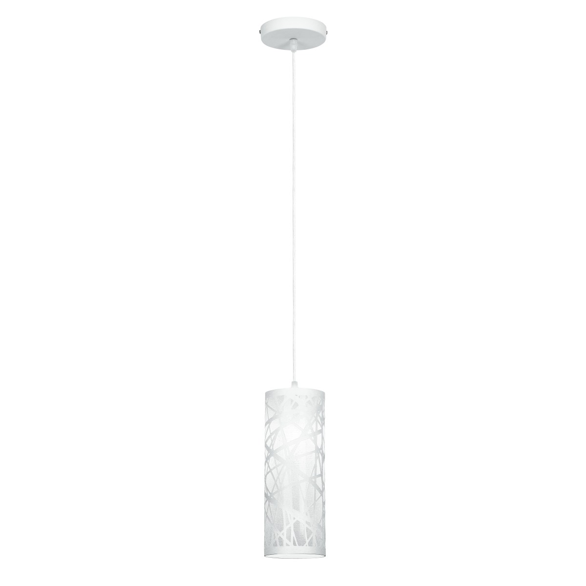 I-BATIK / S10 - Suspension cylindrique en acier blanc décoration abstraite sculptée intérieur moderne E27