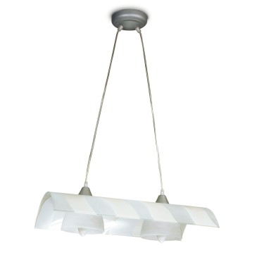 44/00900 - Lampadario Sospensione paralume Tegola Vetro decoro Zebrato Moderno E27