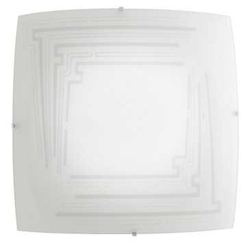 I-CONCEPT/PL30 - Plafoniera Quadrata Vetro Decoro Glitterato Lampada Moderna E27