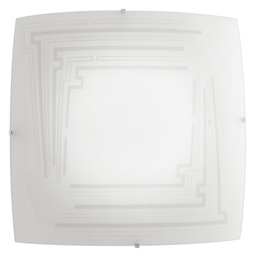 I-CONCEPT/PL40 - Plafoniera Lampada Moderna Quadrata Vetro Decoro Glitterato Soffito Parete E27