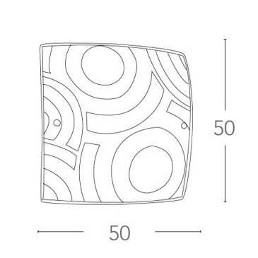 Plafoniera Miro Quadrata 50x50 cm in Vetro Graniglia Decoro a Cerchi Bianchi FanEurope