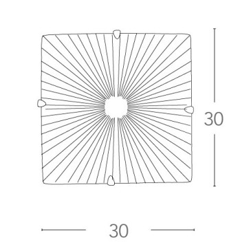 Plafoniera Iside 30x30 cm in Vetro Diamantato con Decoro a Raggi FanEurope