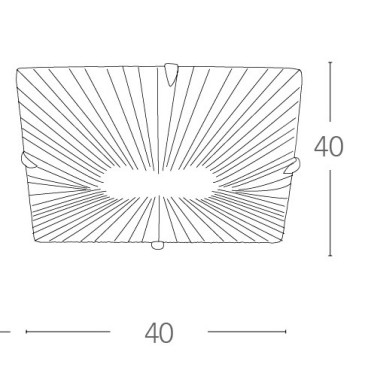 Plafoniera Iside Quadrata 40x40 cm in Vetro Diamantato con Decoro a Raggi Gialli FanEurope