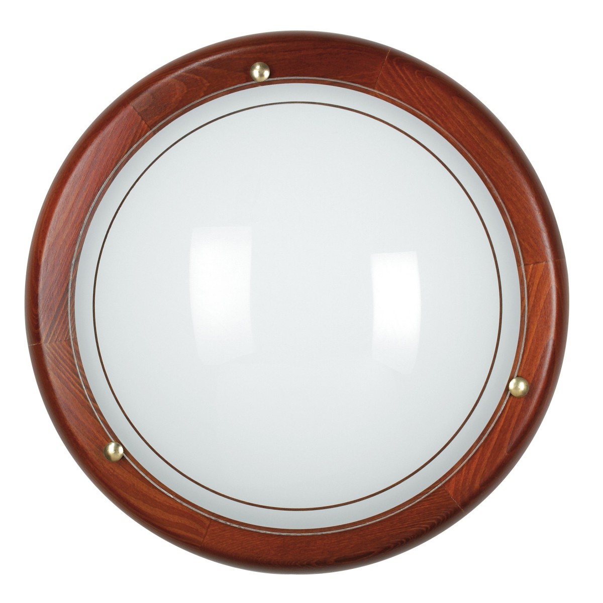 07/02112 - Plafonnier Rond Cadre Bois Classique Blanc Verre Intérieur E27