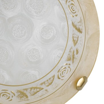 Diffuseur en Verre Ambre Dégradé Blanc avec Décoration Or Rose Plafonnier 30 cm FanEurope