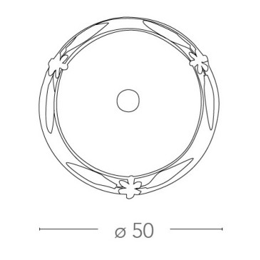 Plafonnier rond 50 cm avec diffuseur en verre albâtre et cadre floral en métal Riccio Line