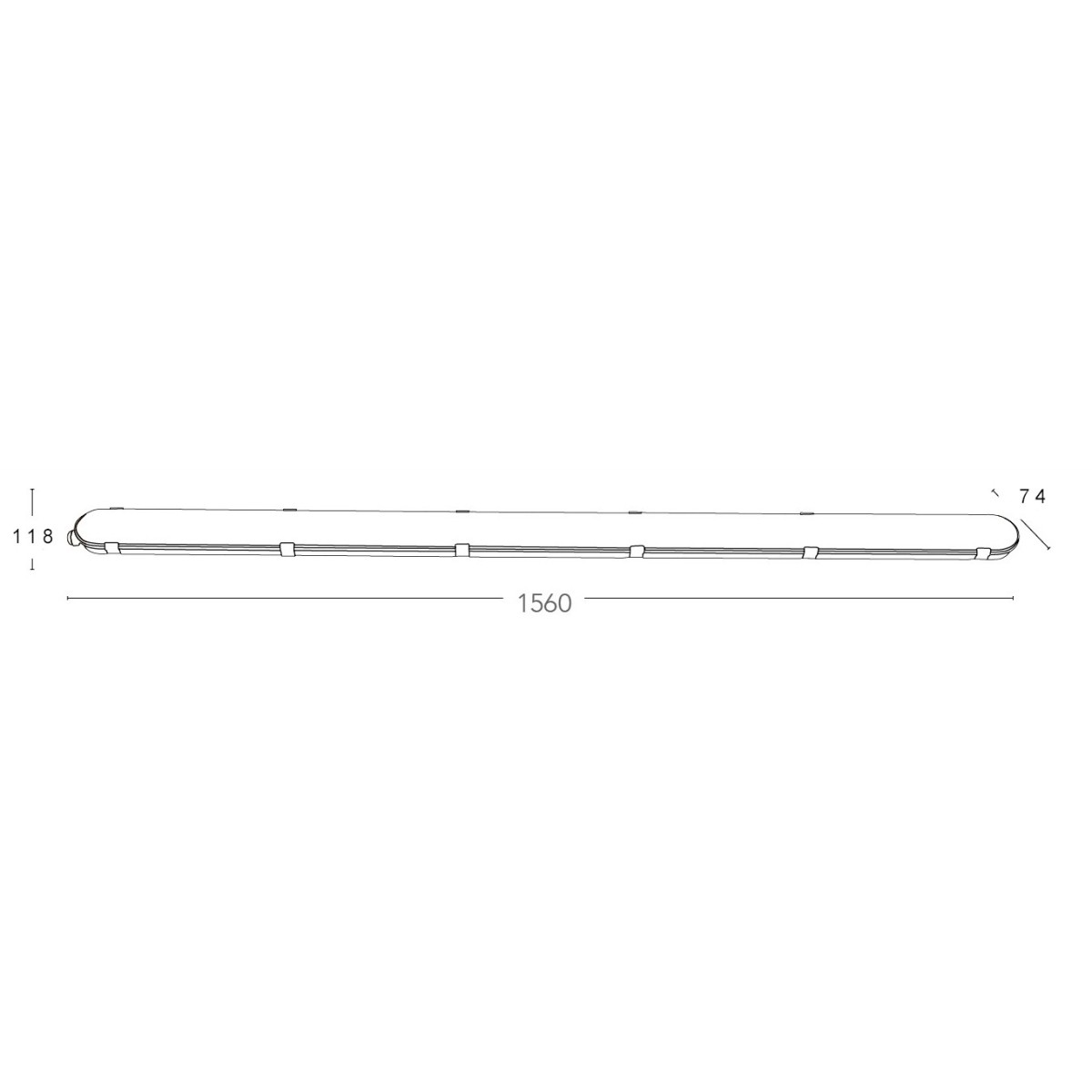 Längliche Deckenleuchte mit LED-Leuchten (nicht im Lieferumfang enthalten) von 156 cm