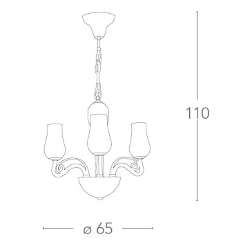 Lampadario Angel 3 luci in Pasta di Vetro Bianco e Trasparente con Decoro Cromo FanEurope