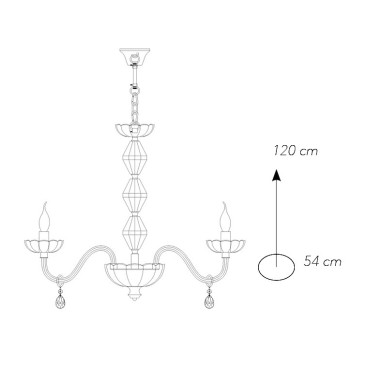 I-RIFLESSO/8 - Lampadario Cristallo Finitura Cromata Gocce Trasperenti Classico E14