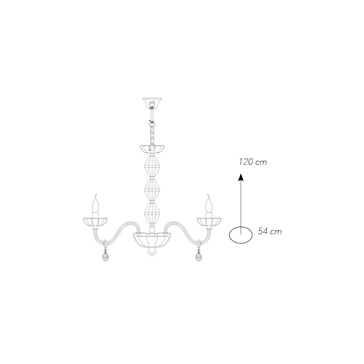 I-RIFLESSO / 8 - Lustre en cristal finition chrome gouttes transparentes classiques E14