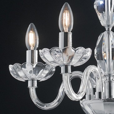 Lustre en cristal avec des finitions chromées 8 lumières Riflesso Line