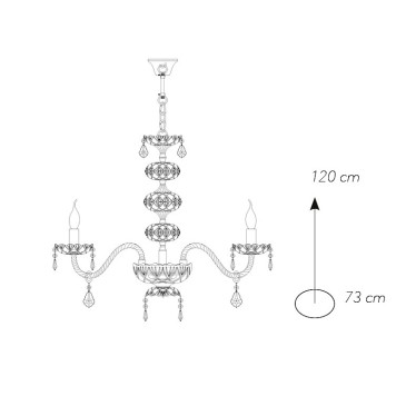 Lampadario Incanto 8 luci in Vetro Cristallo con Finiture Cromo FanEurope