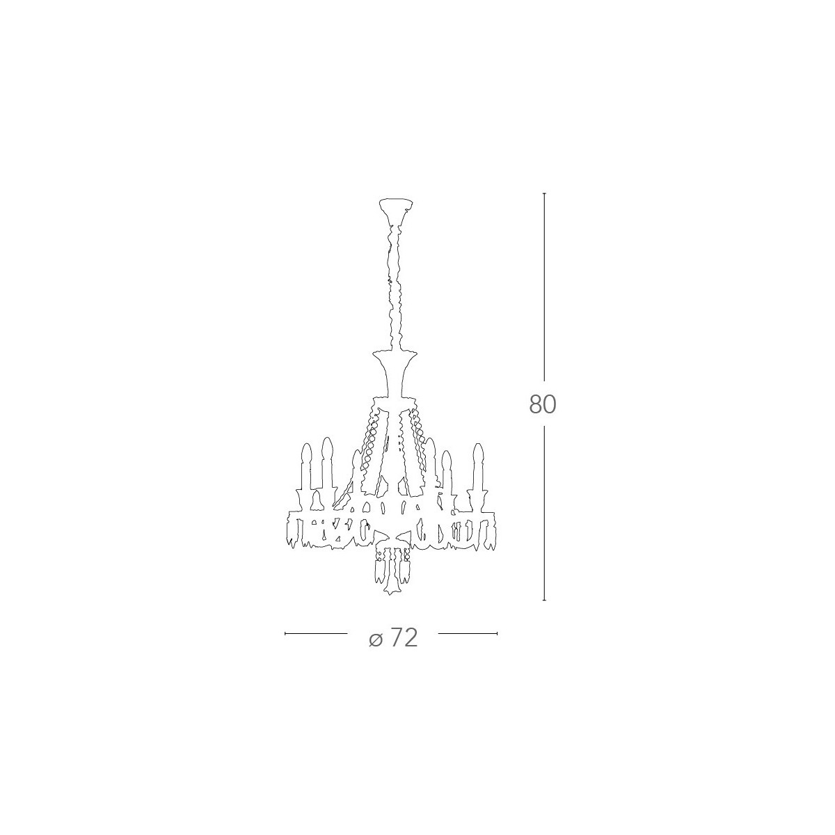 Lampadario Louvre 6 luci in Cristallo con Pendenti e Catenelle Decorative Finiture Cromo FanEurope