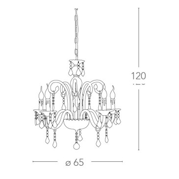 Lampadario Cristallo 5 luci in Vetro con Cristalli e Finiture Cromo FanEurope