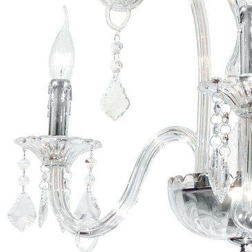 Lustre en verre de cristal avec pendentifs en cristal K9 et finitions chromées