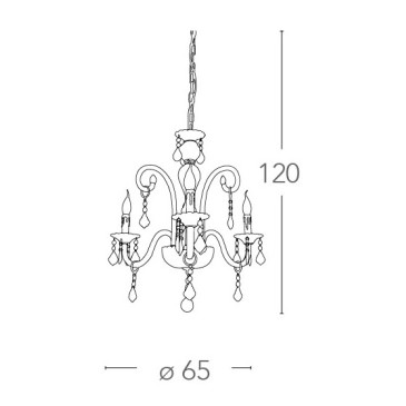 Lampadario Cristallo 3 luci in Vetro con Cristalli e Finiture Cromo FanEurope