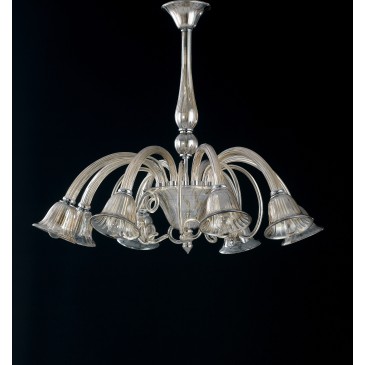 I-POSEIDON/8 - Lampadario Vetro Champagne Bracci Verso il Basso Sospensione Classica E14