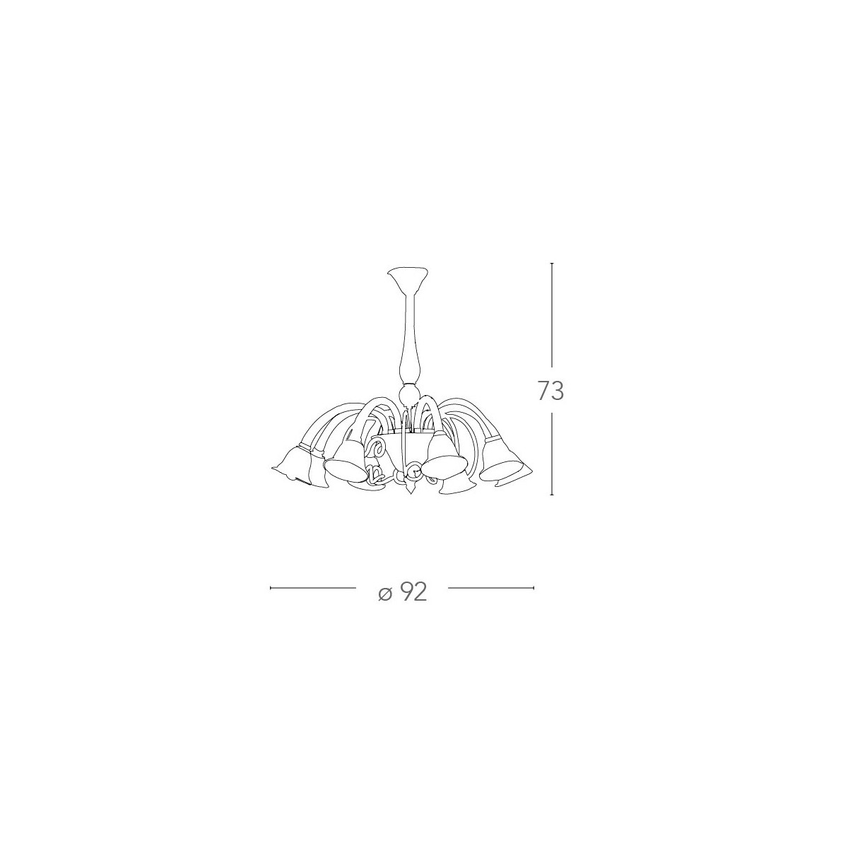 Lampadario Poseidon 8 luci in Vetro Champagne FanEurope